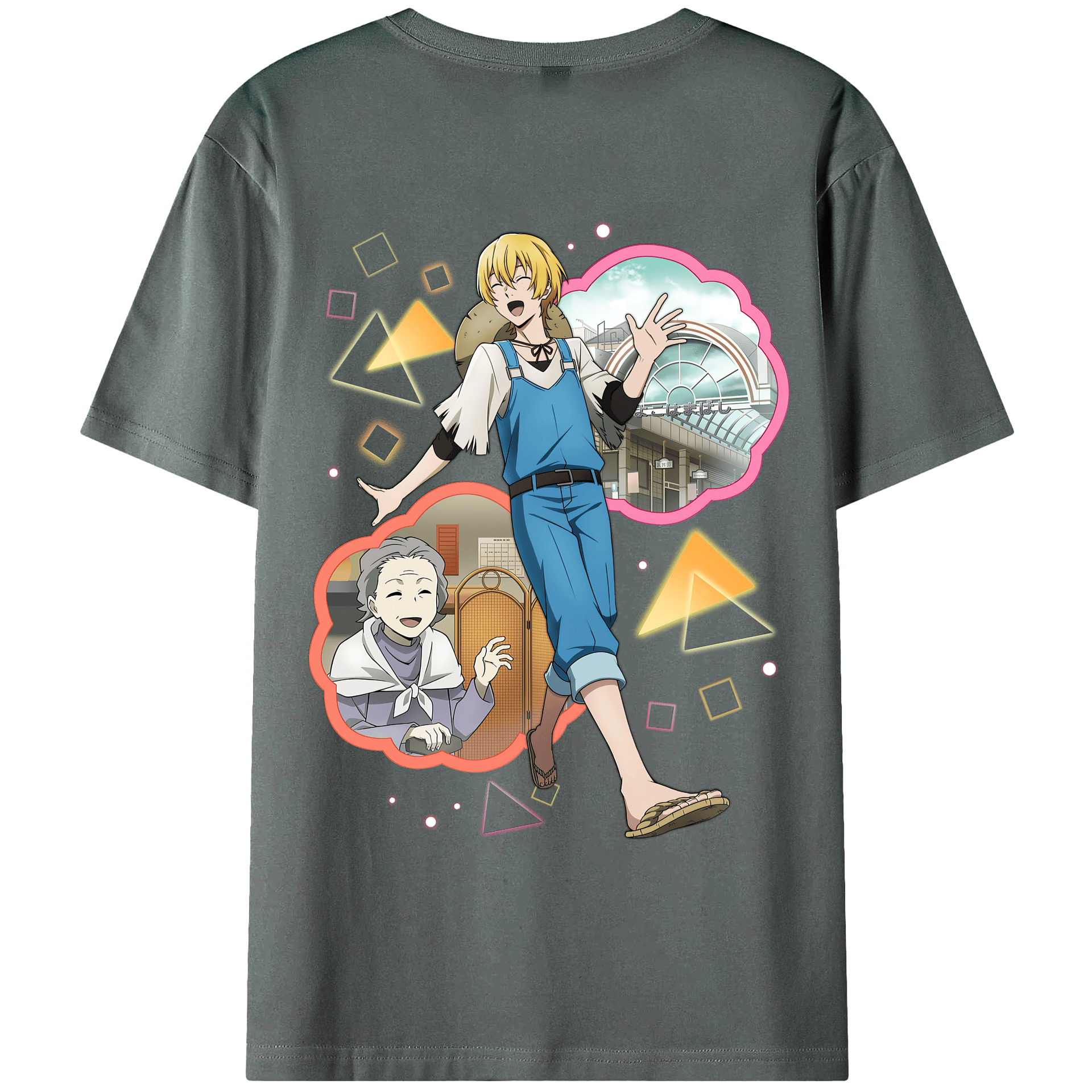 （画像用） 文豪ストレイドッグス Bungo Stray Dogs 綿100％ メンズ半袖Tシャツ（バックプリント） 通気性